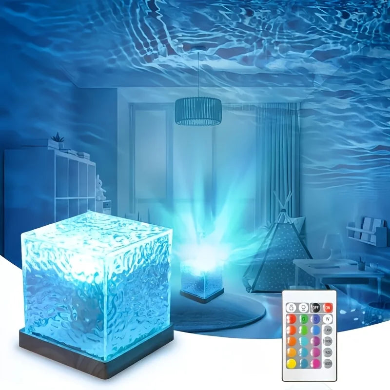 Projektor Fal Oceanicznych LED 16 Kolorów – Lampa Nocna z Pilotem | Efekt Wody na Suficie
